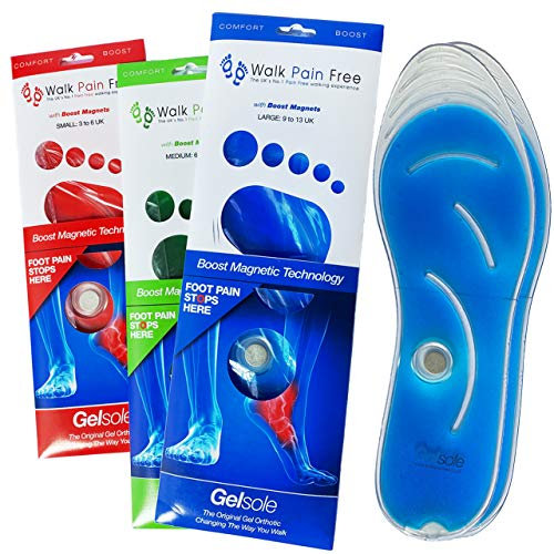 Walk Pain Free Orthotic Gel Insoles, Boost Magnetic Technology COMFORT Insoles | Reduce Heel Pain, Plantar Fasciitis, Flat Feet | Supplying NHS & Emergency Services (MEDIUM: 6 to 9 UK, Green)
