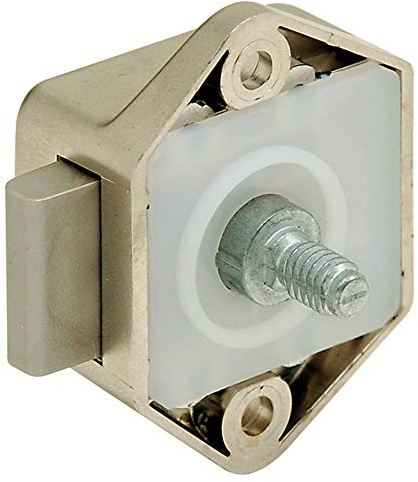 Gedotec Aufschraubschloss Wohnmobil Schrank-Möbelschloss Push-Lock Mini | Schloss Dornmaß 15 mm | Druckschloss Kunststoff weiß | MADE IN GERMANY | 1 Stück - Riegel-Schloss Schranktür für & Caravan