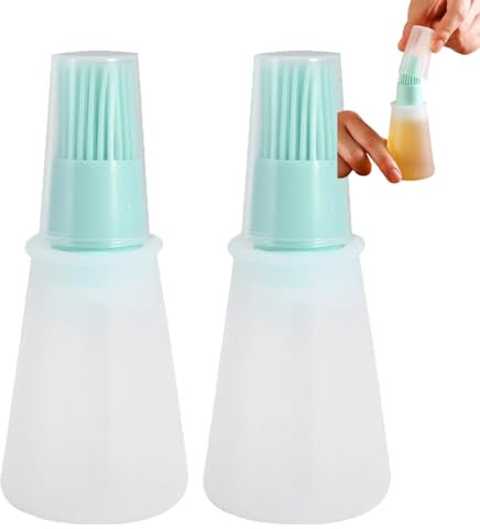 2Pcs Silicona BBQ Pastry Basting Brush Cepillo de botella de salsa de aceite(Verde)