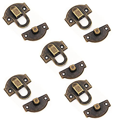 Set di 5 chiavistelli per scatole, mini chiusure a levetta, per gioielli, chiusure a scatto in ferro, per scatole di legno, mobili, armadietti, cassetti