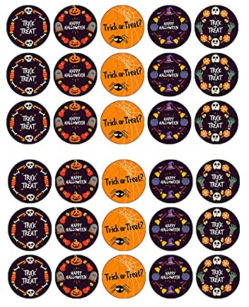 The Cake Decorators Boutique 30 edible Halloween Trick or Treat Childrens kids party style Iced Icing Fondant Fairy CupCake Cake Toppers / Decorations, 4.2cm