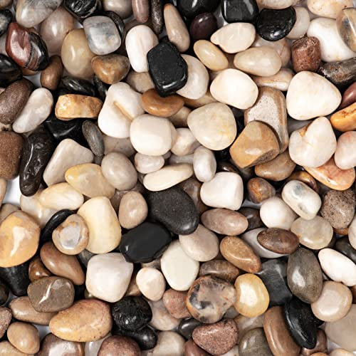Ausluru 11lbs River Rocks Polished Pebbles for Plants Garden Decorative Stones, Ideal for Fish Tank, Vases, Succulents, Crafting, Home Decor and Garden Landscaping, Medium Mixed