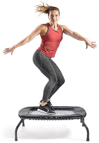 Sunny Health & Fitness Springless Mini Fitness Trampoline – Premium Adjustable Bungee-Style Indoor/Outdoor Exercise Rebounder for Quieter and Safer Workouts (36”) - SF-S021047