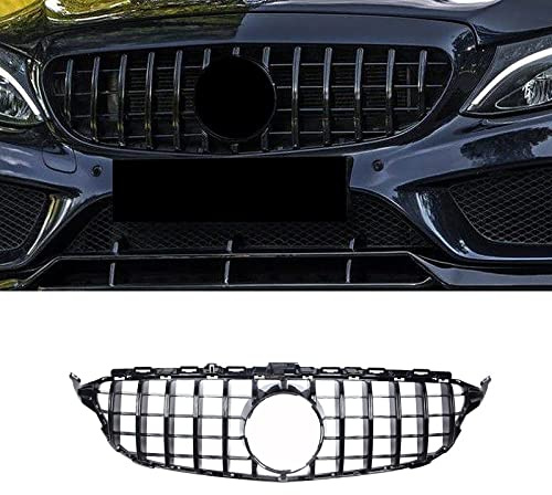 Gangying W205 S205 GT Kühlergrill für Mercedes C-Klasse 2015-2018 | Frontgrill,C180,C200,C220d,C250,C300,C350,C400 und C43 AMG,Schwarz Glanz,Nicht für C63 / C63S AMG