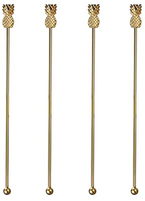 UNNS Soup Spoons Stainless Steel Coffee Stirring Stick Creative Flamingo Pineapple Stirring Spoon Fruit Milk Tea Drink Cocktail Stirring Stick 4 Pcs Table Spoon (Color : B)