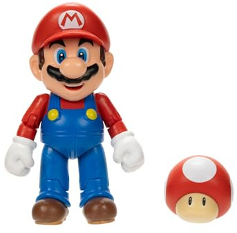 Nintendo Super Mario - Figura posabile Mario da 10 cm con accessorio fungo potenziamento. Età consigliata: 3+ (Prodotto con licenza ufficiale)