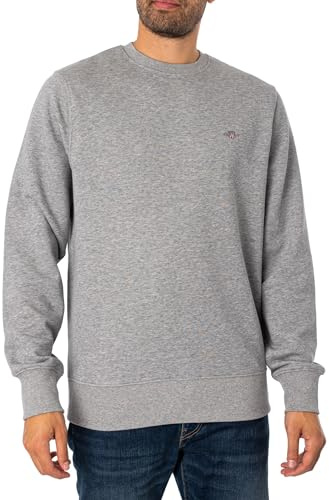 GANT Reg Shield C Neck Sweat Sweatshirt för män, Grå melange, M