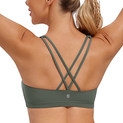 CRZ YOGA Lättstöd För Kvinnor Med Kors Rygg Trådfria Avtagbara Kupor Yoga Sport Bh Grå salvia S