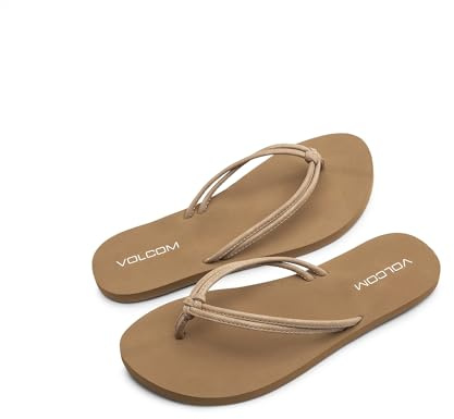 Volcom Women’s Forever and Ever Sandals – Lightweight Thong Sandal for Everyday Summer Wear, Tan - New, 8