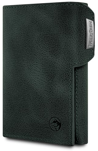 Wolfstrøm Slim Wallet 'Svente' I 11 Karten Mini Geldbörse Herren Mit Münzfach, RFID Blocker I Damen Und Herren Portemonnaie Klein I Credit Card Holder Geldbeutel – Jade Green