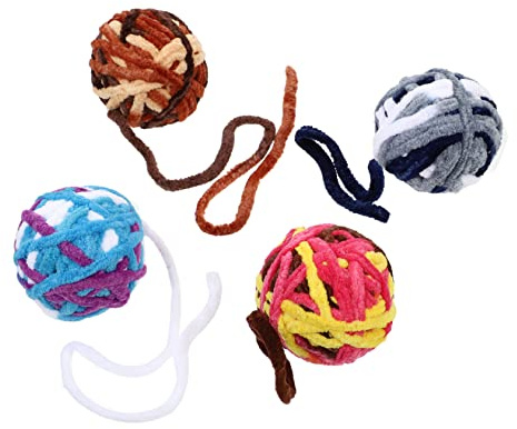 POPETPOP 4stücke Katzenglocke Mit Wollknäuel Und Bunten Wattebällchen Für Kätzchen Interaktives Kauspielzeug Aus Baumwolle Um Kratzbäume Zu Schützen Und Spielfreudigkeit Zu Fördern