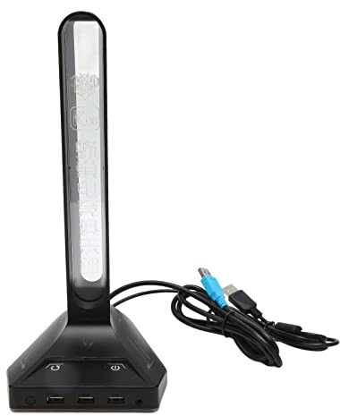 RGB Headphone Stand, Gaming Headset Holder with 3 USB Ports, 3 Light Modes, Cool LED Headphone Holder PC Gaming Accessories, Plug and Play