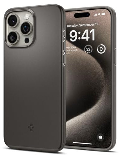 Spigen Thin Fit Hülle Kompatibel mit iPhone 15 Pro Max -Gunmetal