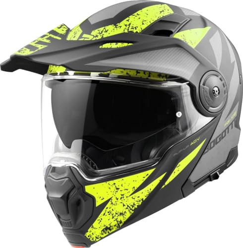 Bogotto FG-102 Safari Casque d’Enduro en Fibre de Verre, Schwarz Matt/Grau/Gelb, XL