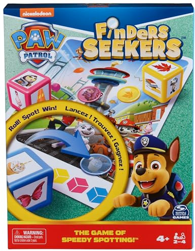 PAT PATROUILLE - FINDERS SEEKERS - Jeu de Société Pat Patrouille - Jeu Pat Patrouille - Etre le Plus Rapide À Retrouver Les Images Des Dés- Paw Patrol - Jouet Pat Patrouille - Jouet Enfant 4 Ans et +