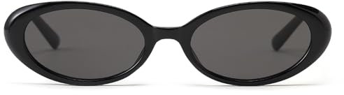 Ggpyyon Retro Oval Sunglasses for Women Men Trendy Small Oval Sunglasses 90s Vintage Shades Eyewear(Black/Grey)