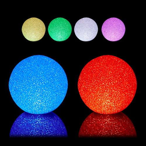 Relaxdays LED Kugelleuchte, 2er Set, weiß | Bunte Leuchtkugel, Farbwechsel, batteriebetrieben, ohne Kabel, innen, Ø 12 cm