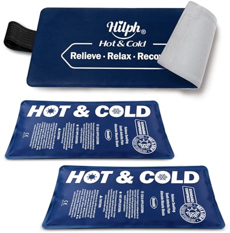 Hilph Ice Packs for Injuries Reusable (3 Pieces Set), Reusable Gel Hot & Cold Ice Packs for Joint Pain, Muscle Pain, Ice Packs with Adjustable Straps for Knees, Back, Shoulders, Arms and Legs
