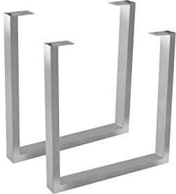 SAM Tischgestell U-Form 2er Set Eisen Silber lackiert | Kufengestell für Esstische, Schreibtische & Arbeitstische, Tischkufen für DIY-Projekte, Verstellbarer Bodenschutz
