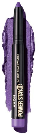 AVON Power Stay Lidschatten- und Eyeliner-Stift Rich Plum | Wasserfester 2-in-1 Augenstift mit cremiger Textur, Spitzer und bis zu 16 Stunden Halt, satter Pflaumenton
