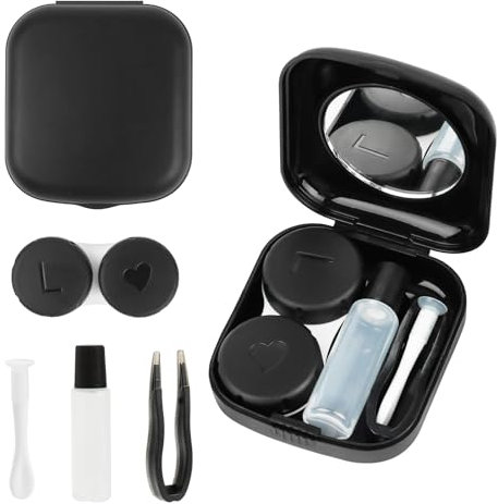 2 Stück Kontaklinsenbehälter, Kontaktlinsen Aufbewahrung, Kontaktlinsenhalter mit Spiegel, Kontaktlinse Kasten, Tragbar Kontaktlinsenbehälter Reise Kontaktlinsen Zubehör, für Reisen zu Hause im Freien