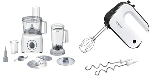 Bosch MCM3200W, MultiTalent 3 Robot da Cucina Multifunzione Compatto - Oltre 30 Funzioni, 800 W & MFQ4020, Sbattitore Elettrico, 450 W, 5 Velocità e Turbo, Fruste FineCreamer in Acciaio Inox