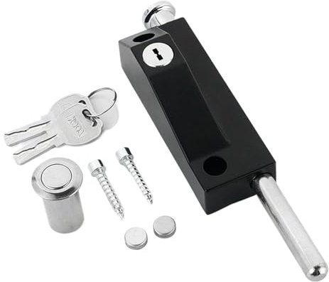 PINGPINGXIE Patio Door Lock for Enhanced Home Security，Patio Doors Black Auxiliary Security Lock, Sliding Patio Door Two Keyed with Bolt Lock