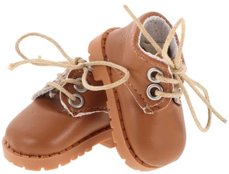 BESTonZON 1 Paar Puppen Schuhe Lederschuhe Miniaturpuppenschuhe Jungenpuppenkostüm Mädchenpuppenkleidschuhe Amerikanische Puppenschuhe Babymädchenschuhe Puppenschuhe Spielzeug Spielzeug Light Brown