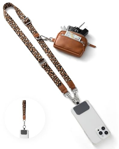 Vulkitty Phone Strap Crossbody with Purse, Clip and Go Strap for Phone with Wallet, Girl Phone Strap with Zippered Pouch, Adjustable and Removable Cellphone Neck lanyard or Wristlet