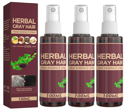 Herbal Gray Hair Spray, Grey Hair Reversal Essence Spray, Natural and Organic Nourishing Hair Darkening Conditioner (3)