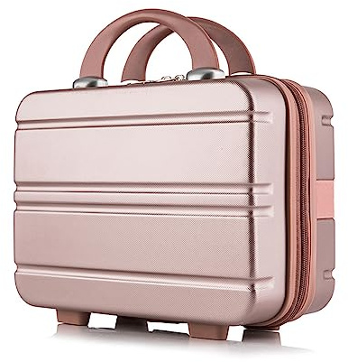 Balakaka Kosmetikkoffer Hartschale Damen, Handgepäck Kosmetikkoffer mit Gummiband und Reißverschluss, wasserdichte Beauty Case Frauen Tragbare Roségold