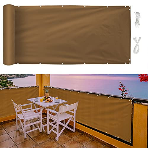 Bambus, 1,2 x 14 m, für den Außenbereich, Balkon, Paravent, wetterfest, für Terrasse, Veranda, einfache Wartung, Kaki-Grün, Garten-Sichtschutzlösung