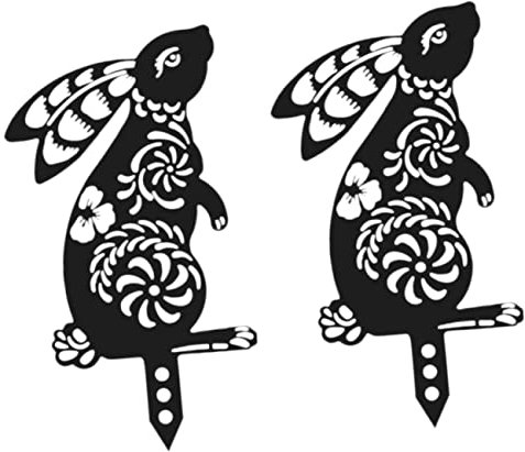 KONTONTY 2stücke Garten Deko Figuren - Stake Für Ostern Wetterfeste Einstecker Für Außenbereich Dekorative Hasen Für Garten Und Langlebig Und