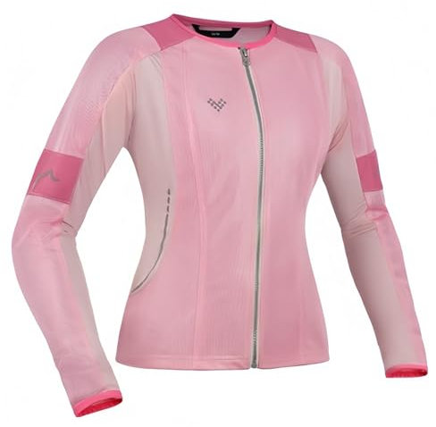 Damen-Motorradjacke, Atmungsaktives Motorradhemd Mit CE-Geprüften, Abnehmbaren Panzerpolstern, Schutzausrüstung Mit Reißverschluss Pink,M