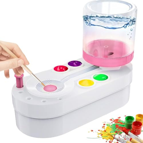 IXOKEV 2025 Nettoyeur de Pinceaux, Rinçage pour Acryliques et Peintures à Base d'Eau - Pink