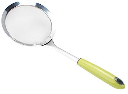 Holibanna Colador De Acero Inoxidable Para Cocina 15 Cm Con Mango Largo Verde, Espumadera Resistente y Colador Casero Multifuncional Para Freír, Escurrir y Filtrar Alimentos