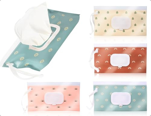 AOYEGIC 4 Stück Baby Feuchttücher Tasche für Wiederverwendbar,Unterwegs Feuchttücher Box,Baby Wet Wipe Tasche für Zuhause,Büro,Im Freien
