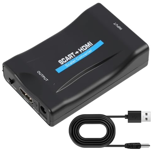 JiaHeHe Convertisseur Péritel vers HDMI, Adaptateur HDMI Péritel 720P 1080P Upscale Audio Vidéo Plug and Play, Compatible TV Moniteur Projecteur, Peritel HDMI pour DVD VHS Xbox PS3 Wii Blu Ray VCR