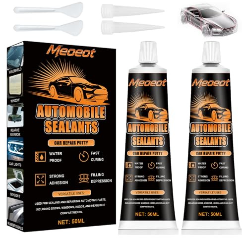 Meoeot Silicona Negra para Coche, Masilla de Carrocero Coche, Sellador Faros, Impermeable y de Secado Rápido, Adecuado para Carrocerías, Ventanas, Techos y Otros Componentes 100ml