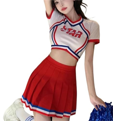 EURDFHY Cheerleader outfit Cheerleading Uniforms Student Team Sports Performance Costumes(Red,XXL)