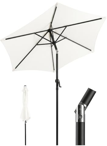 Sekey Parasol 200 cm avec manivelle et inclinaison, Parasol Balcon avec Protection UV 50+, pour Balcon Terrasse Jardin