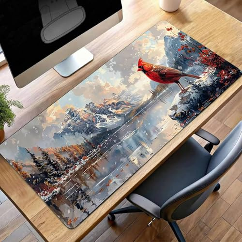 Mouse Mat | Large Gaming Mouse Pad 700x300x3mm | XXL Gaming Mousepad Improved Precision and Speed Rubber Base for Stable Grip on Smooth Surfaces Keyboard Mats (Red Bird) PjY8588 C-6