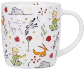 KIUB Petit Prince-mugg - Le Little Prince-mönster bland alla karaktärer i hans berättelse - material av fint porslin - kapacitet 350 ml