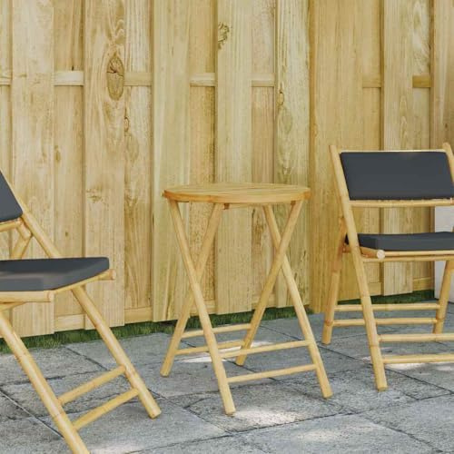 Runheo Mesa de jardín plegable de bambú, diámetro 55 x 75 cm, mesa auxiliar, mesa de salón, mesa auxiliar, resistente a la intemperie, mesa de camping, exterior, porche, pícnic, barbacoa