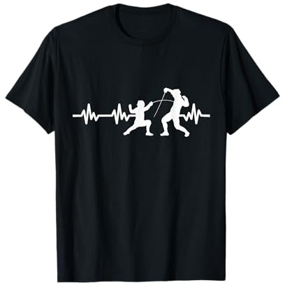 Herzlinie Fechtsport EKG Geschenk für Fechter Fechten T-Shirt