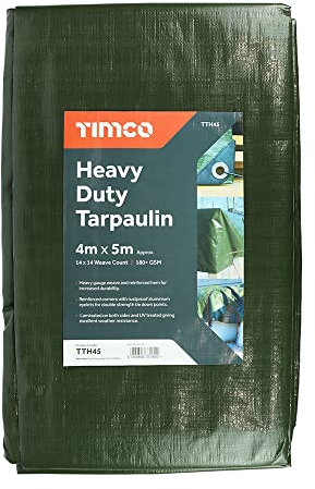 TIMCO Tarpaulin - Heavy Duty and Waterproof Tarpaulin cover - 4 x 5m - Green