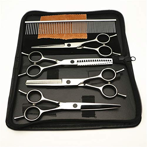 5Pcs Pet Grooming Scissors Kit, 6.0 Inch Pet Hair Scissors Stainless Steel Twin Tail Pet Grooming Shears, for Dog and Cat