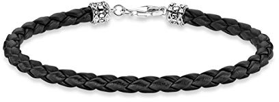 THOMAS SABO Lederarmband schwarz 925 Sterlingsilber, Geschwärzt, Leder