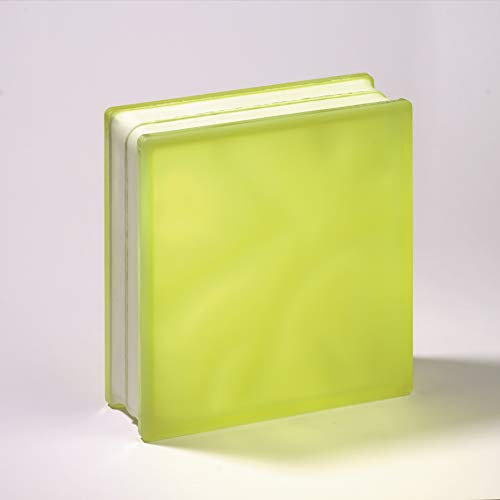 Bloque de Cristal Lux Glass Amarillo Ondulado Satinado 2 caras | cm 19x19x8 | Unidad de venta 1 caja de 6 pzas