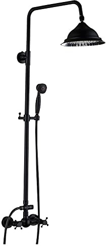 Duschsystem Regendusch und Handbrause Duscharmatur Retro Duschset Schwarz